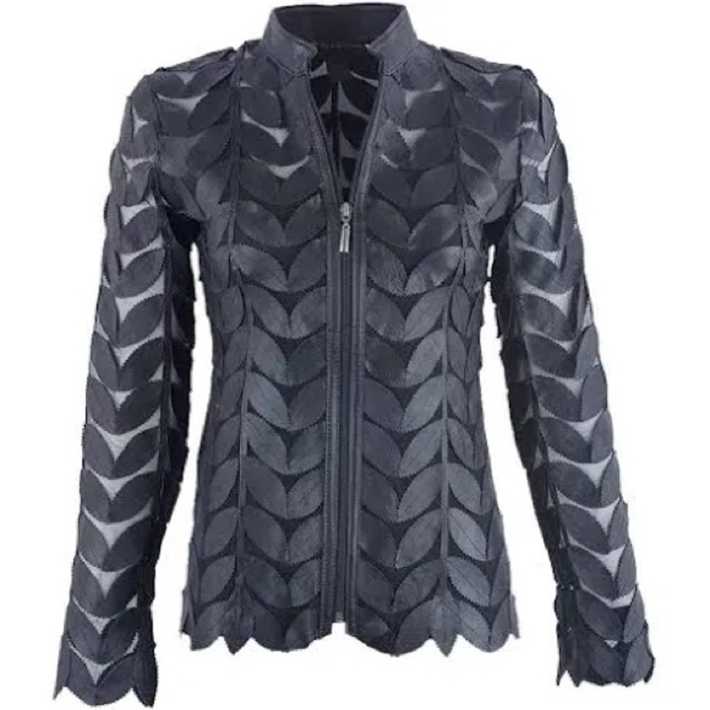 Frank Lyman Genuine Leather Leaves mesh Vera Pelle moto formal coastal M